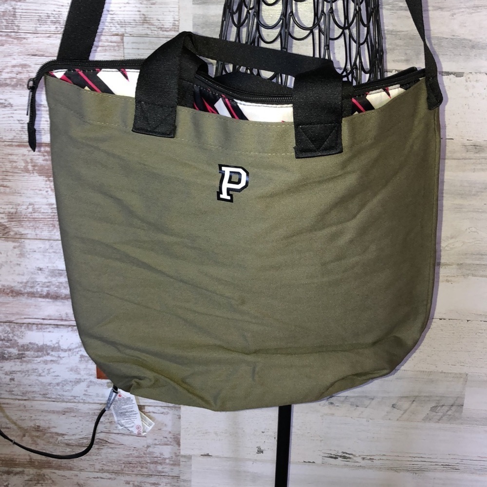 Victoria's Secret PINK Varsity Tote Zip Top 2-in-1 Insulated Cooler Travel bag‌ - Picture 4 of 12